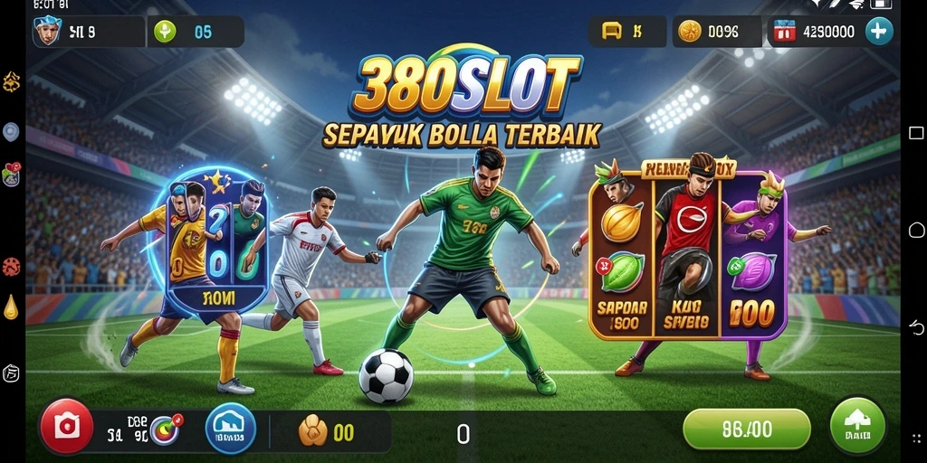 Tampilan gameplay seru dengan simbol sepak bola yang menarik.