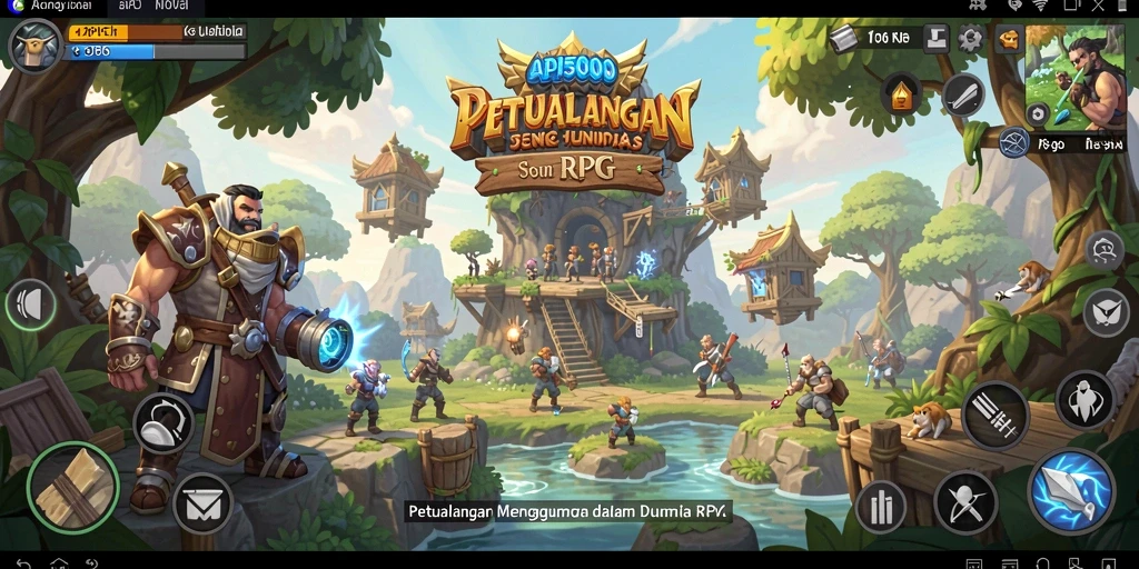 Tangkapan layar utama API5000 menampilkan aksi RPG yang mendebarkan.
