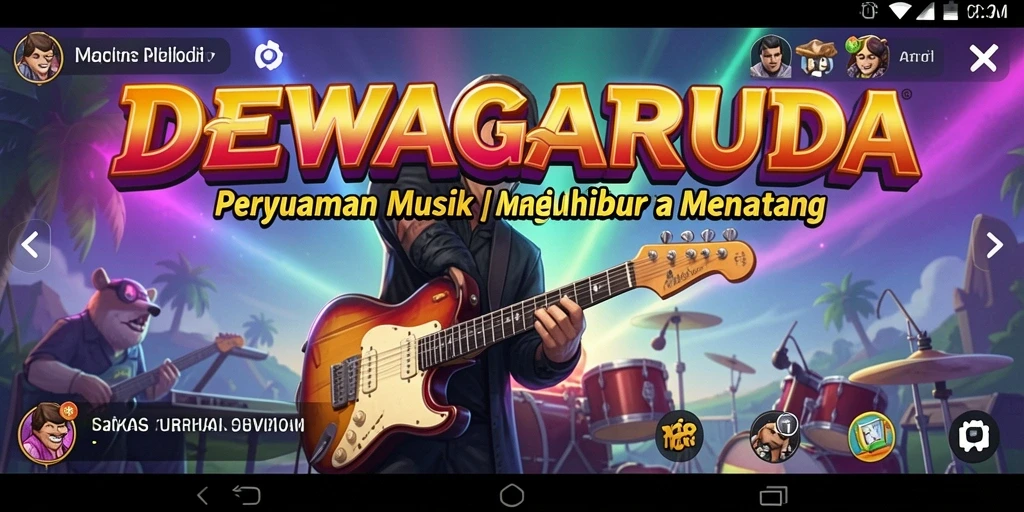 Tangkapan layar gameplay DEWAGARUDA yang menampilkan pengalaman musik yang seru.