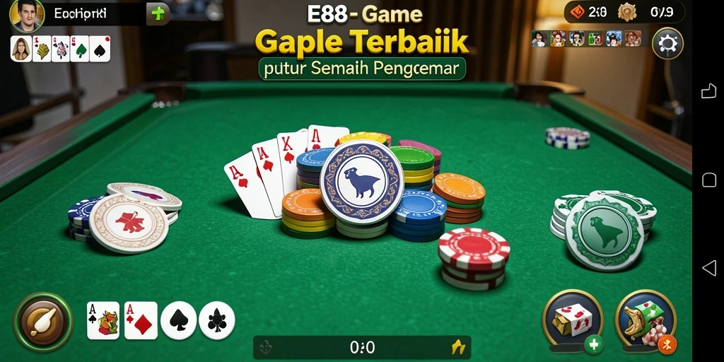 Screenshot E88 menampilkan gameplay seru Gaple yang sedang berlangsung.