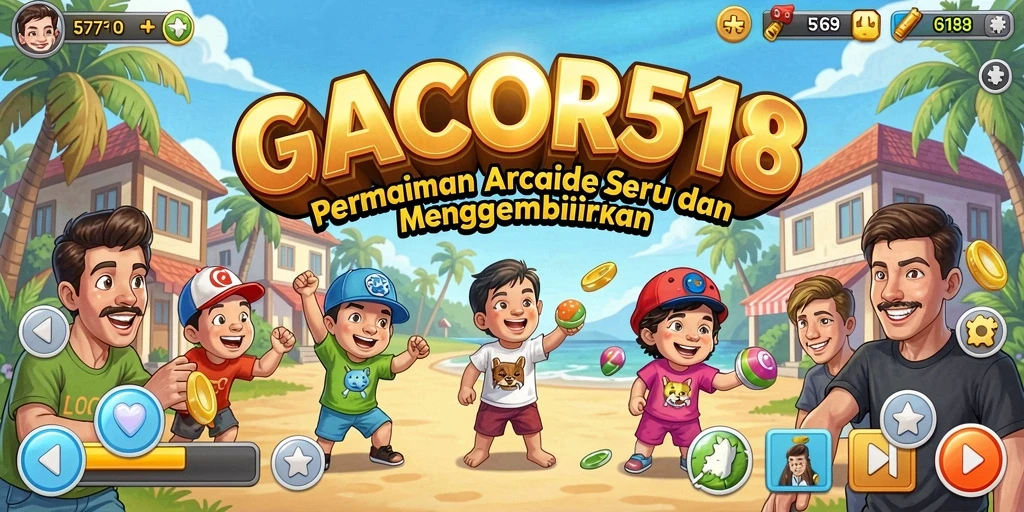 Tampilan gameplay seru GACOR518 dengan warna-warni mencolok.