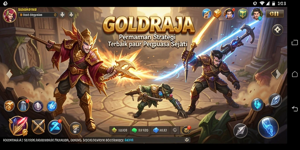 Tampilan gameplay <strong>GOLDRAJA</strong> yang menegangkan saat pertempuran strategis.