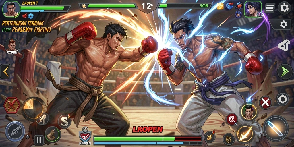 Gameplay LKOPEN yang intens dan penuh aksi dalam setiap pertarungan.