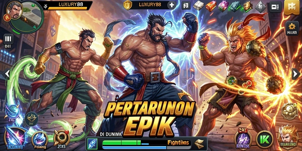 Tangkapan layar menampilkan aksi pertarungan seru dalam LUXURY88.