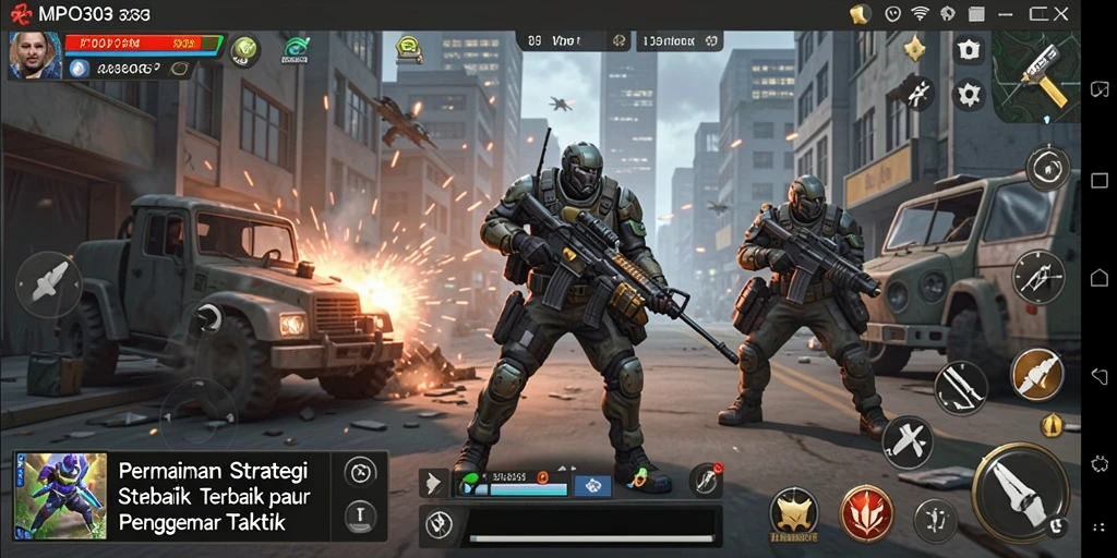 Screenshot utama MPO303 menampilkan aksi gameplay yang seru.