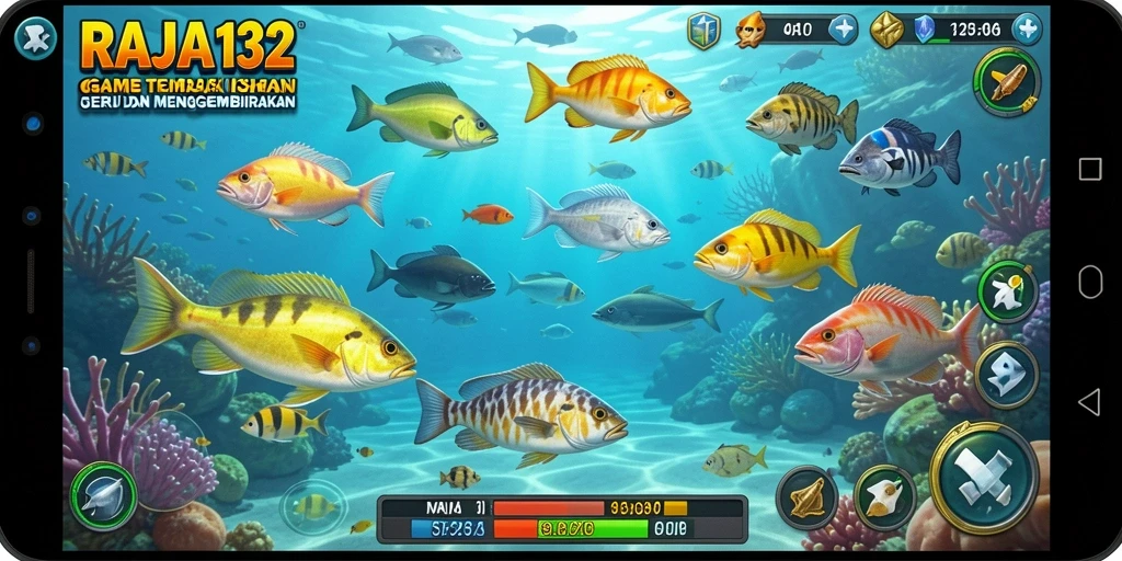 Screenshot gameplay RAJA132 menampilkan aksi seru Tembak Ikan.