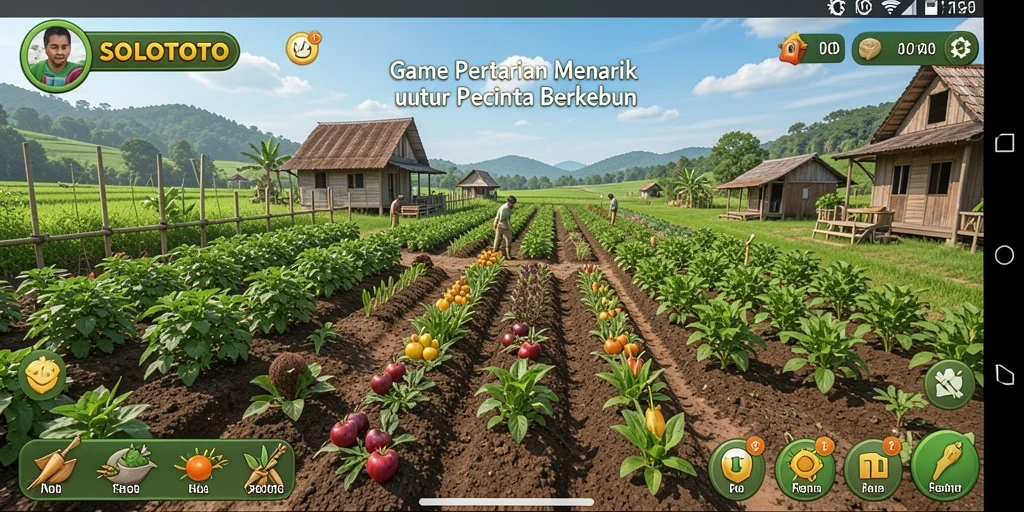 Tampilan gameplay menarik dari SOLOTOTO dengan elemen pertanian.