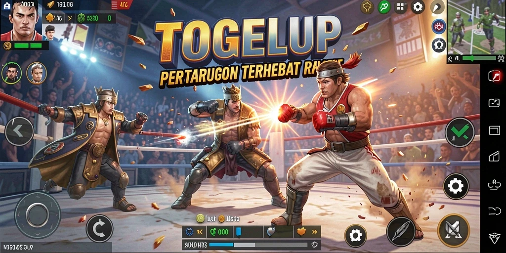 Tangkapan layar gameplay TOGELUP dengan aksi pertempuran yang intens.